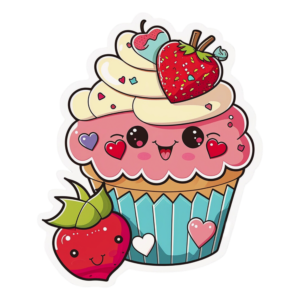 Stickers - Kawaii Cupcake Valentine